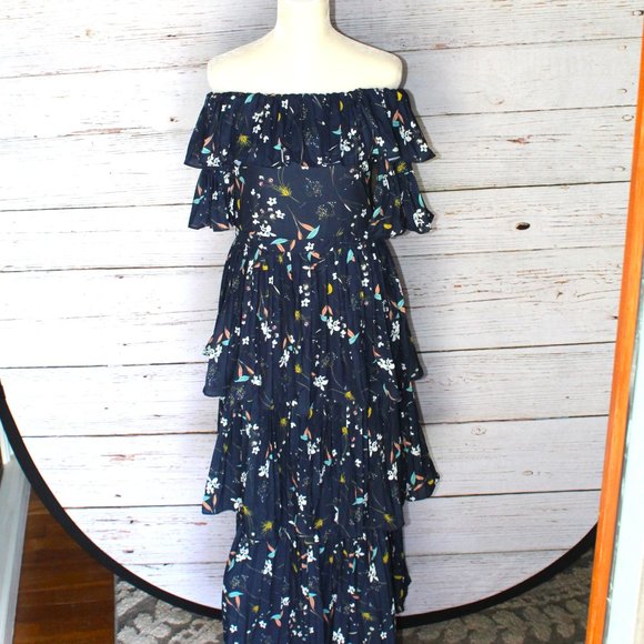 Aqua Bloomingdale’s Exclusive Pleated Tiered Floral Maxi Dress - Picture 15 of 15